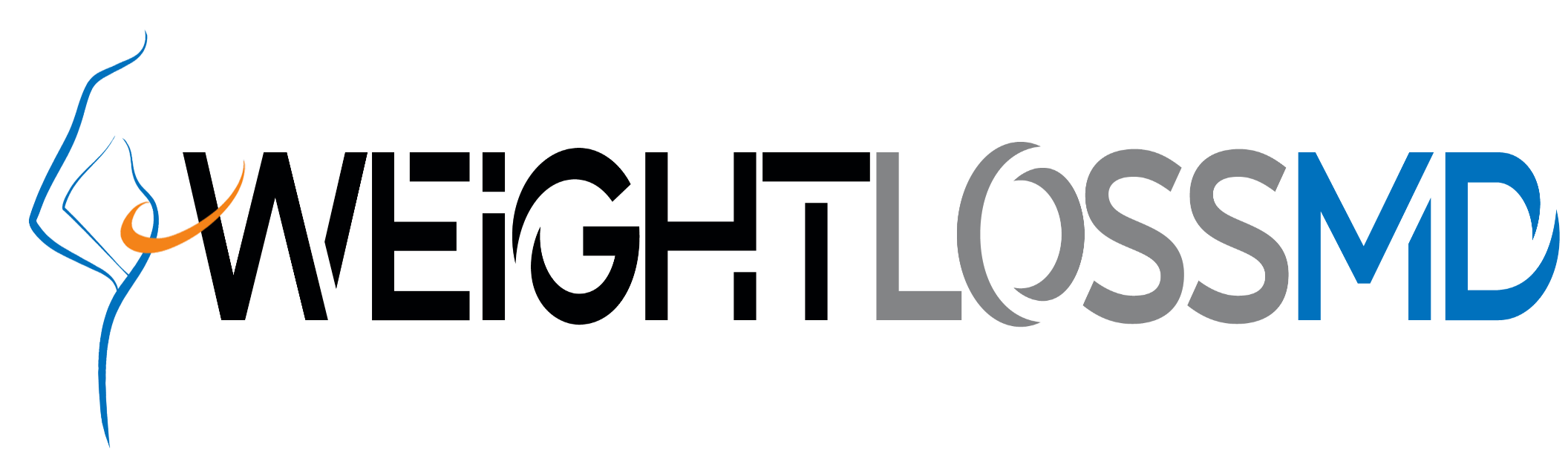 The WeightLossMD stacked logo featuring a blue outline of a person’s torso on the left and the words “WEIGHT LOSS MD” in black, gray, and blue.