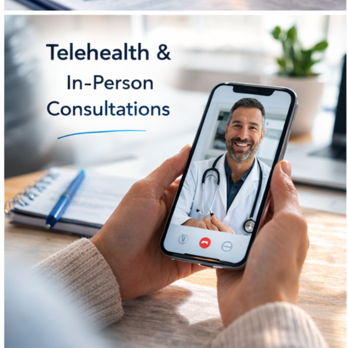 Patient participating in a telehealth consultation with a licensed healthcare provider via smartphone video call.